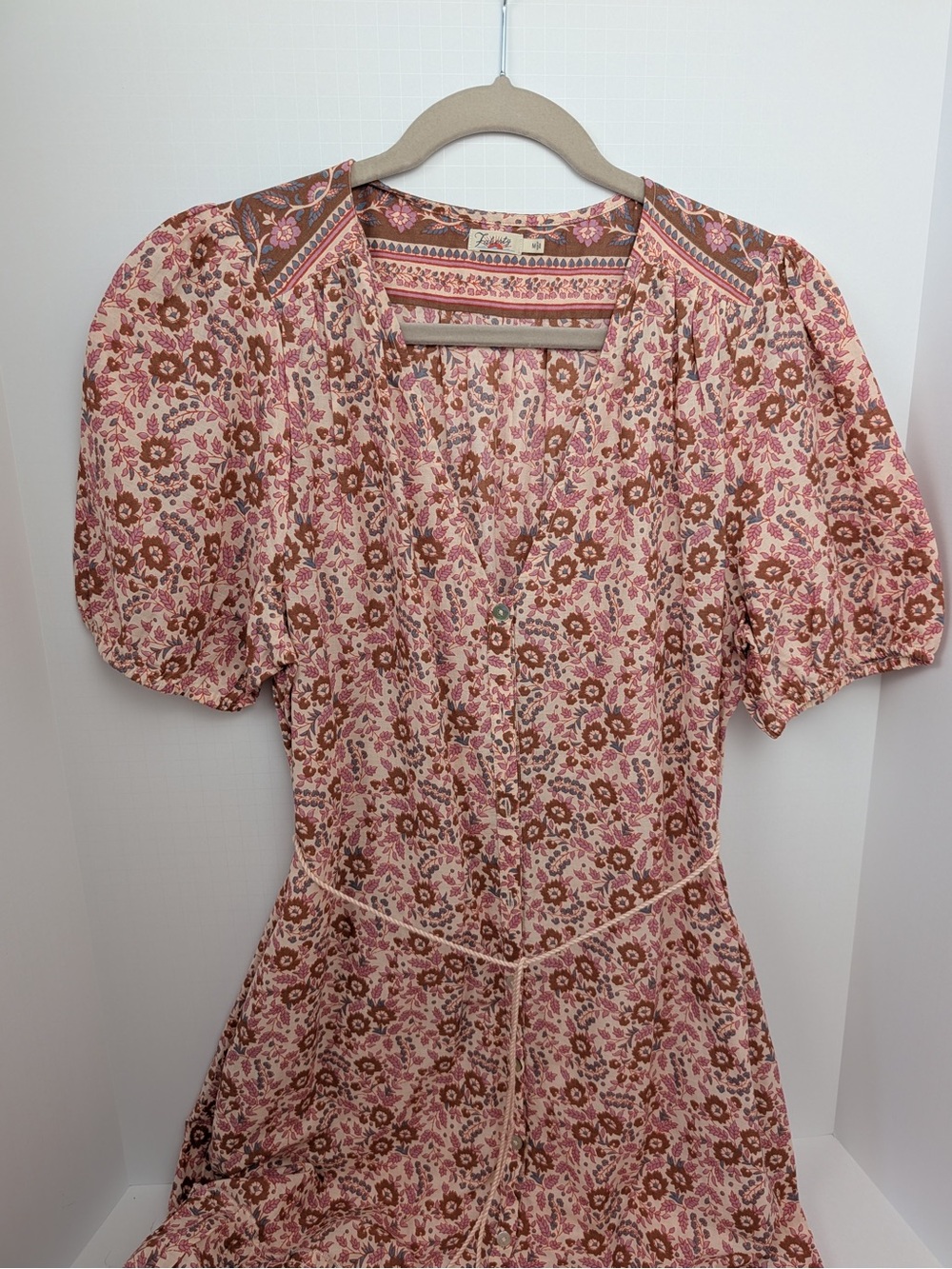 Faherty Orinda Organic Cotton Maxi Dress Earth Block Print - Picture 3 of 11